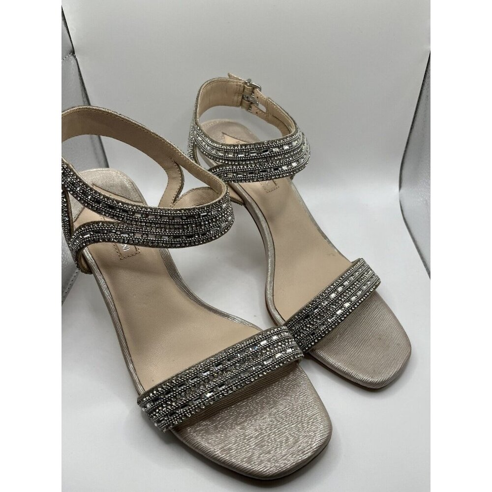 Antonio Melani Women’s Silver Rhinestones Strappy High Heels Size 8.5 PROM